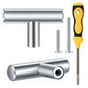 Kigniote 16PCS Cabinet T Bar Handle Chrome Kitchen Drawer Knobs Handles Silver Cupboard Knobs, Stainless Steel Kitchen Knobs Metal Drawer Pulls(Screws and Screwdriver Included)