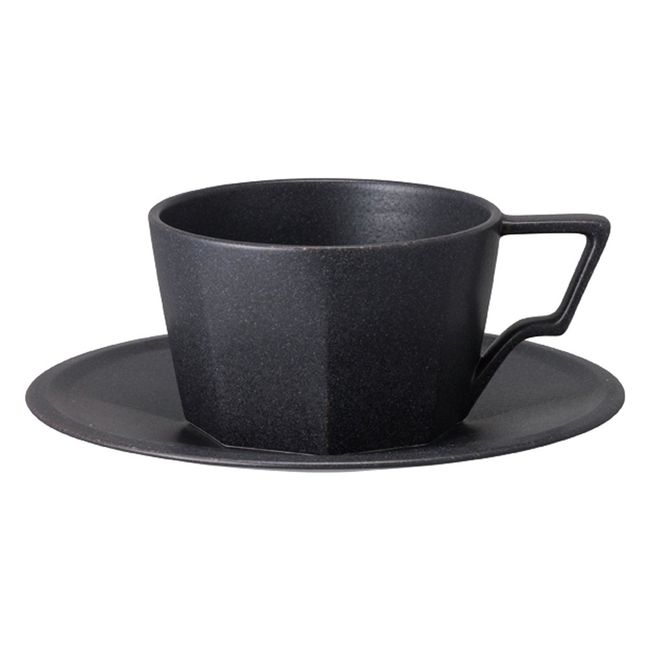 KINTO 28895 OCT Cup & Saucer, 10.1 fl oz (300 ml), Black, Microwave and Dishwasher Safe