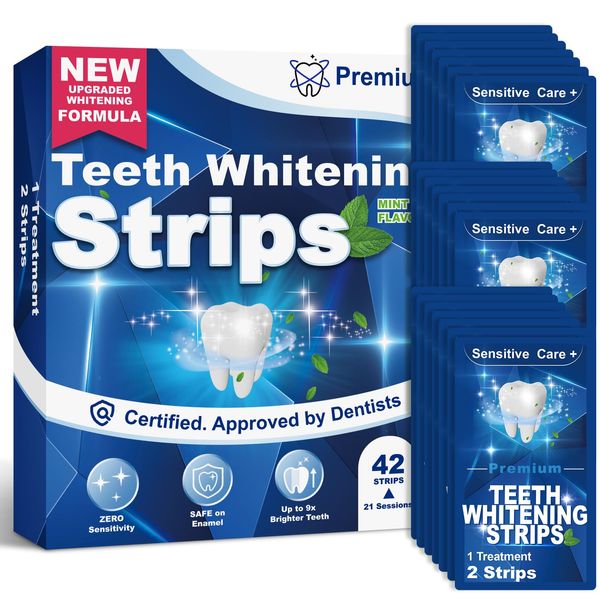 Teeth Whitening Strips - Professional Teeth Whitening Strips - 21 Treatments, 42 Non-Sensitive Strips, Safe for Enamel, Effective White Teeth, Teeth Whitener Teeth Whitening Kits