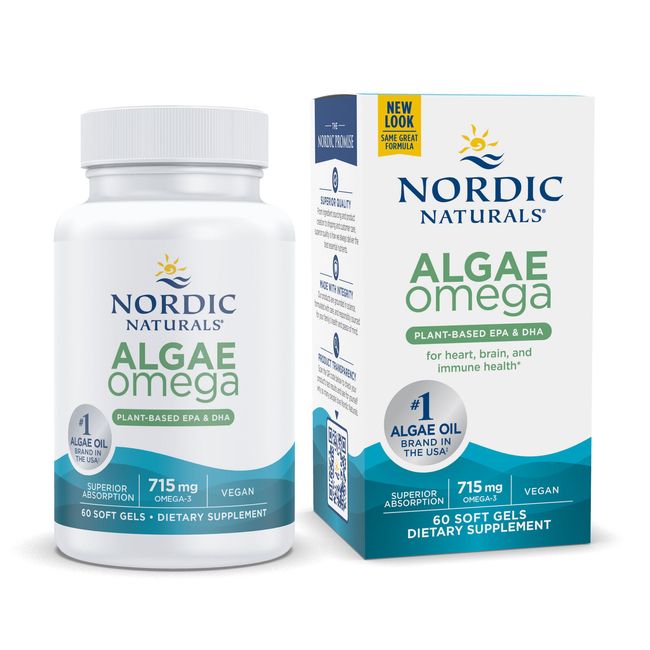 Nordic Naturals Algae Omega - Vegan Omega-3s for Optimal Wellness, 60 Count