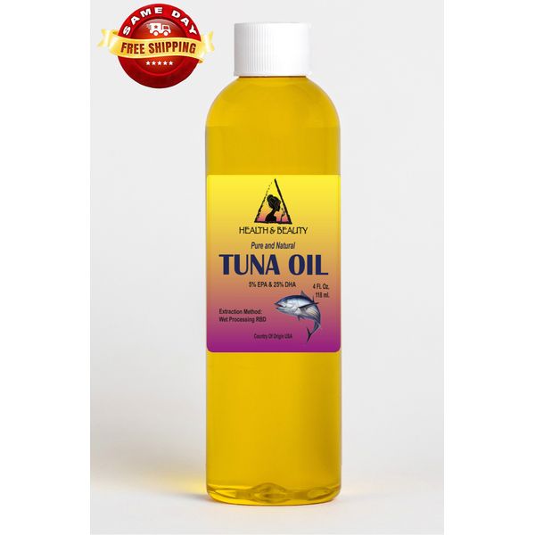 TUNA OIL RBD with OMEGA 3 EPA & DHA ALL NATURAL IN LIQUID 4 OZ