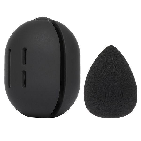 OSHAMY Makeup Sponge, Overwhelming Coverage Even Thin, Puff Case, Makeup Sponge Set, Drop-shaped Makeup Sponge, Sponge Holder, Storage Case (Black)