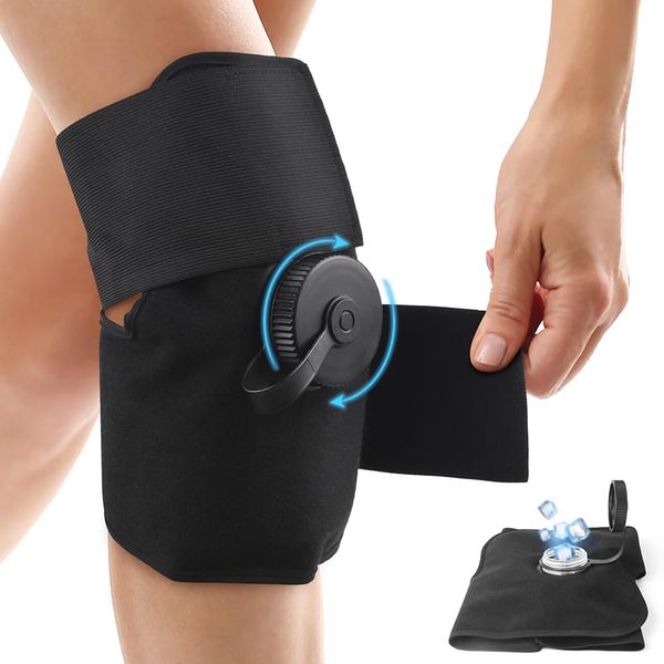 NEWGO Ice Pack for Knee, Refillable Ice Bags Knee Wrap Ice for Knee Pain Relief, Knee Replacement Surgery, Meniscus Tear, No-Leak, No Condensation