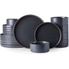 Ceramic Dinnerware Sets for 6, High Edge Stoneware Plates and Bowls Set, Chip an