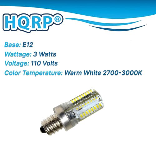 HQRP 2-Pack E12 Candelabra Base LED Bulb Warm White AC 110V Works with Whirlpool 22002263 Refrigerator/Dryer Light Bulb Replacement