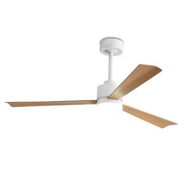 52 Inch Ceiling Fans with Lights and Remote 3CCT Matte White+Light Walnut Wood