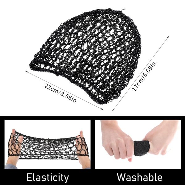 Gjinxi 2PCs Black Crochet Wig Caps, Extensible Sleeping Mesh Knit Hair Nets for Women, Hairnets for Long Straight Curl Wig Snood Head Protector Mesh Wrapping, Wave Reusable Cook Hat Weaving Net Cover