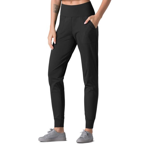 Dragon Fit Joggers for Women with Pockets,High Waist Workout Yoga Tapered Sweatpants Women's Lounge Pants (Large, Joggers78-Black)