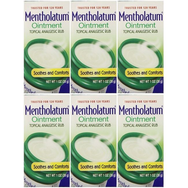 6 Pack Mentholatum Ointment Topical Analgesic Aromatic Vapors 1 Ounce Each