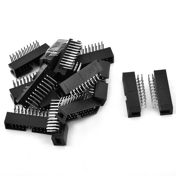 sourcing map 15 Pcs 20-Pin Dual Row Right Angle IDC Socket Box Header Connector Pitch 2.54mm