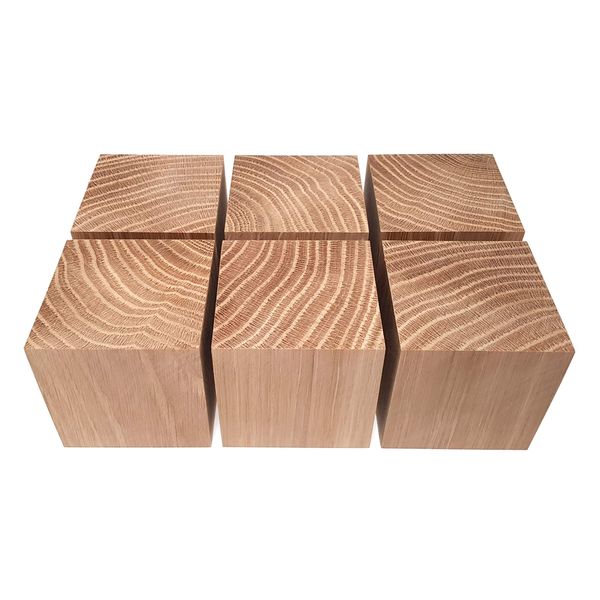 LOT of 6 Cubes 2.4"/60 mm Wooden Blocks Bundle Set Solid Oak Wood Natural ECO Bricks