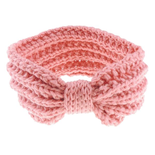 Cute Womens Chunky Ribbed Fashion Winter Woolen Warm Apres Ski Knit Knitted Crochet Fluffy Twist Turban Knotted Knot Earmuffs Ear Warmer Headwear Hairband Headband Headwrap (Dusky Pink)