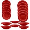 Crackle Glaze Red - Melamine/Plastic 18 Piece Outdoor Dinnerware - Set for 6