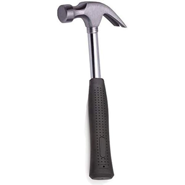 Edward Tools Harden 8 oz Claw Hammer - Solid Tubular Steel Handle - Forged Fine Grain Steel Head - Non slip rubber grip handle