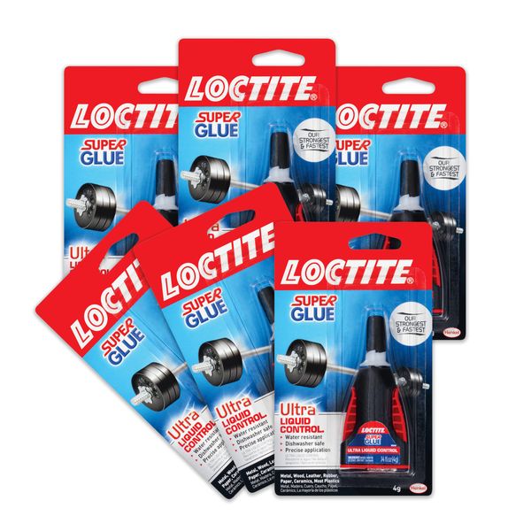 Loctite Super Glue Ultra Liquid Control, Clear Superglue, Cyanoacrylate Adhesive Instant Glue, Quick Dry - 0.14 fl oz Bottle, Pack of 6