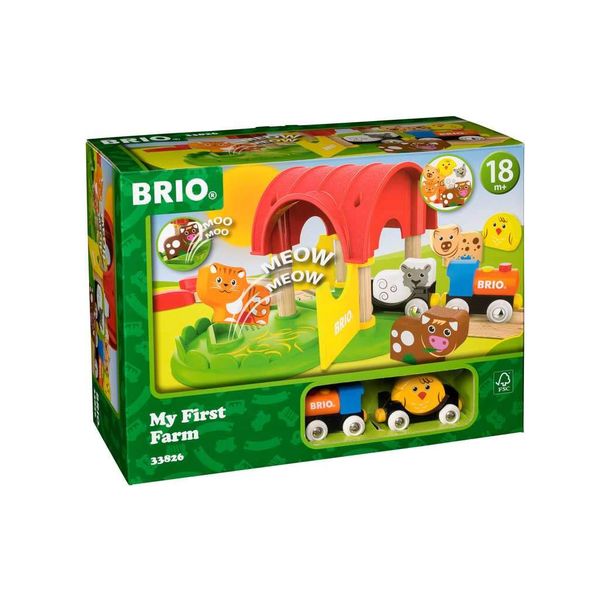 BRIO World - 33826 My First Farm | 12 Piece Wooden Toy Train Set for Kids Ages 18 Months and Up