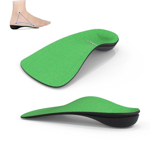 Plantar Fasciitis Arch Support Insoles - Welnove 3/4 Arch Pain Relief Orthotics for Tight Shoes,Arch Support Inserts for Over-Pronation,Flat Feet and Heel Spur,Women's 11-12.5, Men's 10-11.5