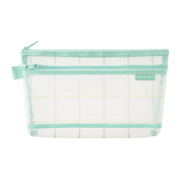 Midori 41850006 Pen Pouch, Mesh, Checkered Pattern, Green