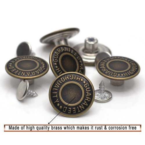 20mm GHQ Replacement Jean Tack Buttons No Sew Metal Buttons for Denims, Jeans, Jackets,12 Sets (Bronze)