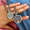 Quiges Silver Plated Copper Interchangeable Coin Holder Pendant 33mm Large with Crystal Ring