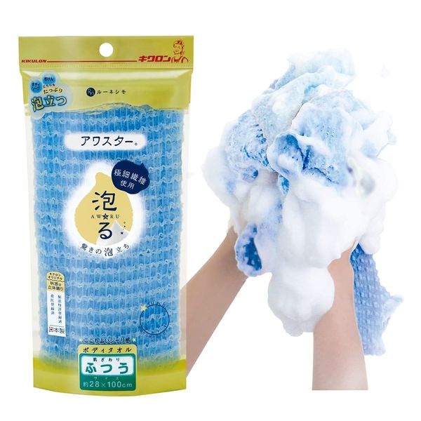 Kikulon Body Towel, Bubble Star, Normal, Nylon, Blue