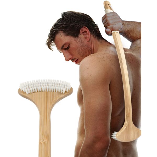 Renook Back Scratcher for Men, 22'' Oversized Bamboo Body Scratcher with Long Curved Handle and Large Scratching Surface, Wooden Backscratcher for Itch Relief, Gift for Elderly, Pregnant