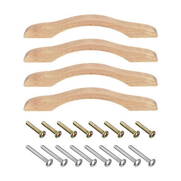 4Pcs Wood Drawer Pulls, 5.04" Hole Distance 7.87" Length for Kitchen Handles