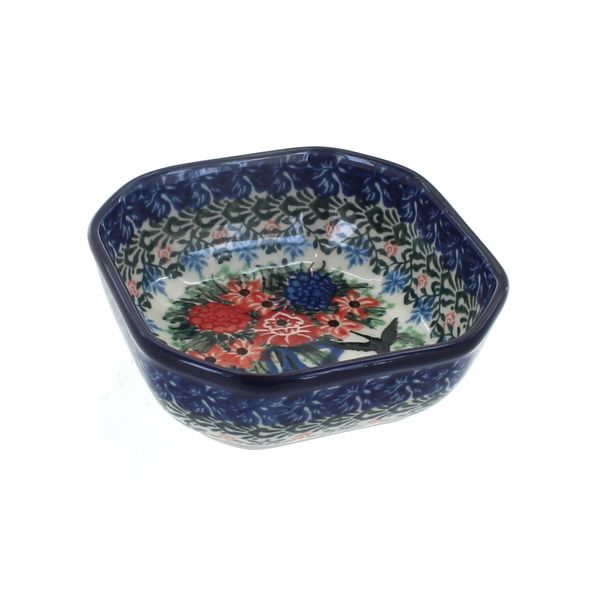 Blue Rose Polish Pottery Blush Bouquet Small Square Dish