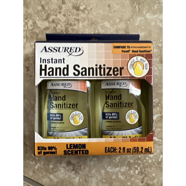 Assured Hand Sanitizer 1 Pk Of 2 Ea 2 Oz Bottles-Lemon Scent-Kills 99% Of Germs