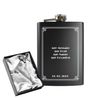 Engraved 8oz Black Hip Flask with Formal Border