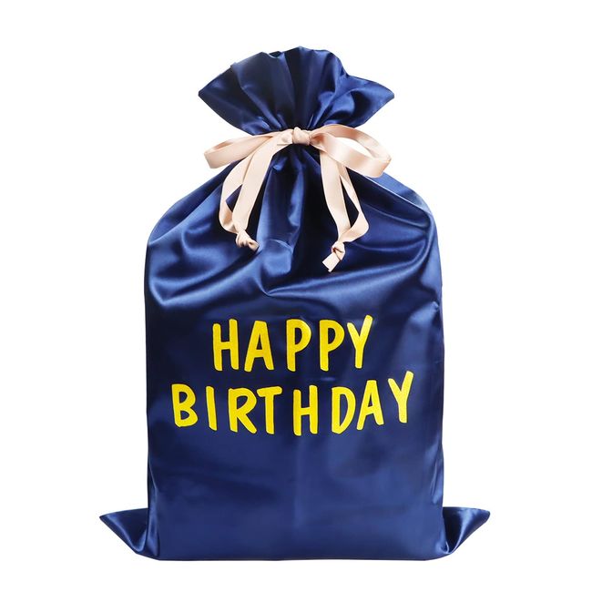 OKUSU-JP Wrapping Bag, Drawstring Bag, Pouch, Ribbon Included, Large Size, Birthday Bag, Birthday, Christmas, Gift Bag, 13.8 x 19.7 inches (35 x 50 cm)