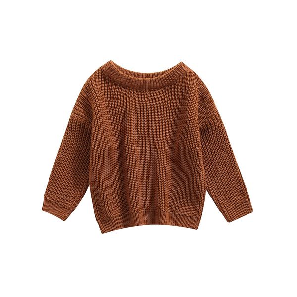 Infant Toddler Baby Girl Boy Knit Sweater Pullover Sweatshirt Warm Long Sleeve Shirt Tops Knitted Fall Winter Clothes (Brown, 2-3T)