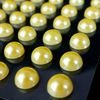 086 Rhinestone Sticker (Deco Sticker), Pearl Type, 0.3 inch (8 mm), Yellow, 2 Sheets, Sparkly Plump Round