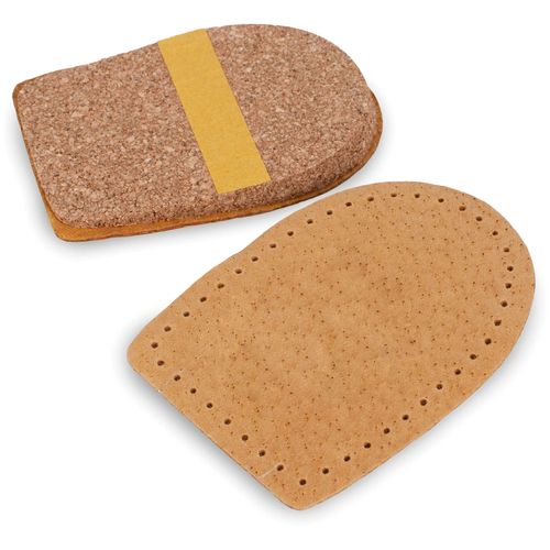 Orthotic Heel Lift Raise, Genuine Leather and Natural Cork, with Self-Adhesive Backing, Shock Absorbing Support, Relief with Achilles Tendonitis (Brown, Size UK 3-6)