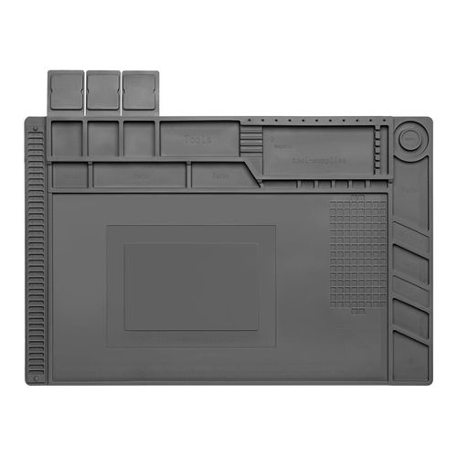 Kaisiking Grey Magnetic Repair Work Mat Premium Silicone Soldering Mat for Soldering, Electronics, Computer Cellphone Repair, BGA Soldering Gun Iron Workbench Protection S160 Mat