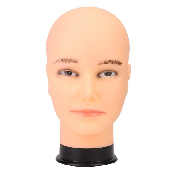 Male Mannequin Head, Training Bald Wig Heads Barber Model Hairdresser Manikin Stand Professional Cosmetology Training Doll for Wig Making Hat Helmet Glasses Hairs Display Practice Styling Braiding