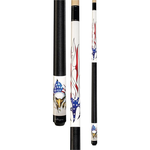 Players 58" 2-Piece North American Hard Maple Billiard Pool Cue Stick, White, 18oz