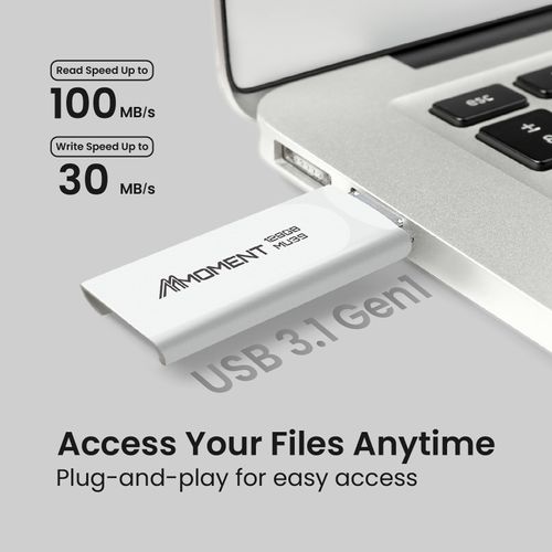 MMOMENT 128GB (5 Pack) MU39 USB Flash Drive– USB 3.2 Retractable Thumb Drive with Sliding Connector, Up to 100MB/s Read, 30MB/s Write – Plug & Play Memory Stick for PC, Mac, TV, Car