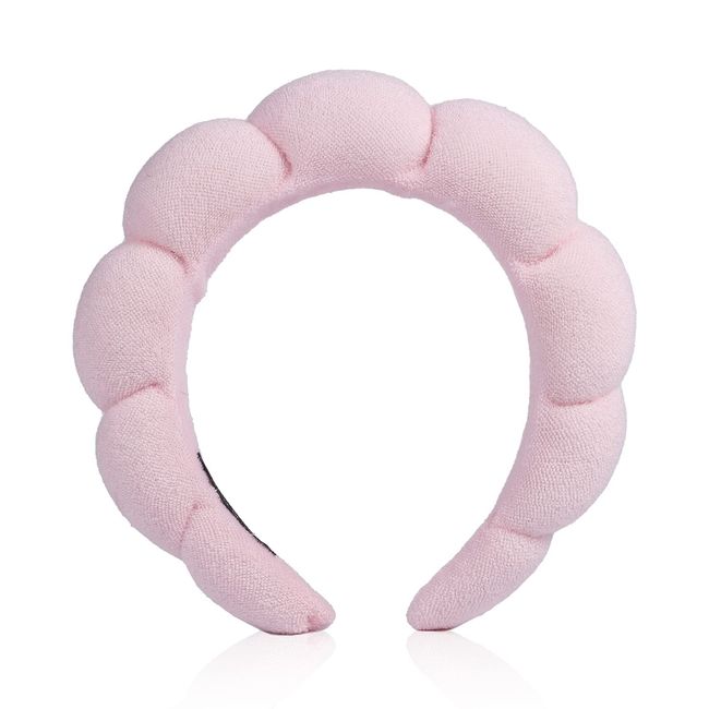 Spa Headband Women, Fashion Headband Hair Accessories Sponge Headband Makeup Headband Wide Headband for Face Washing Shower Makeup Removal Skincare (Pink)