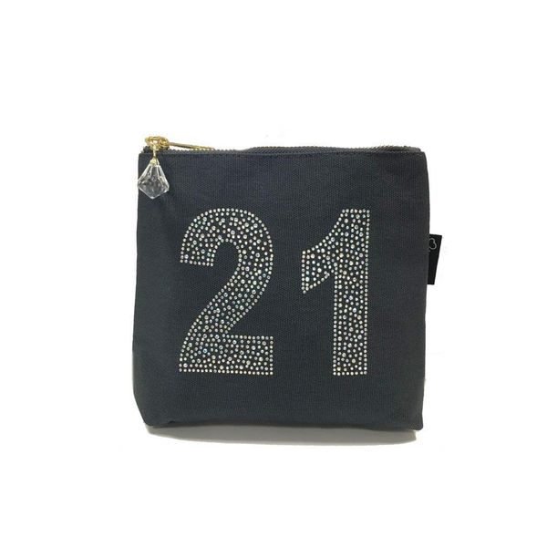 21st Birthday Sparkly Make-up Bag with Crystal Charm