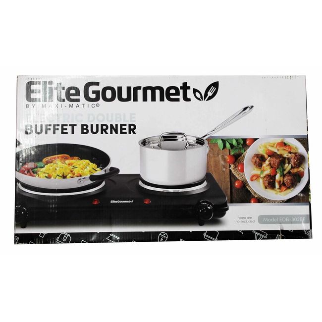 Maxi-Matic Elite Gourmet Electric Double Buffet Burner Black (See Description)