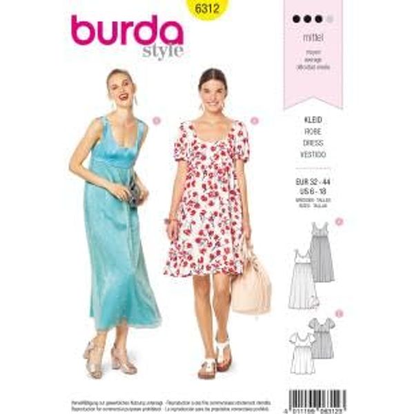 Burda Style Sewing Pattern B6312 Misses' Ballet Neckline Dress