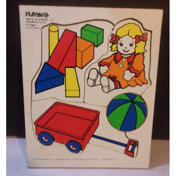 Vintage PLAYSKOOL FAVORITE TOYS  Wooden Tray Puzzle 1983 180-14 Little Girl