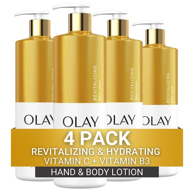 Olay Revitalizing & Hydrating Body Lotion for Women with Lightweight Vitamin C, Visibly Improves Skin,  17 fl oz (Pack of 4)