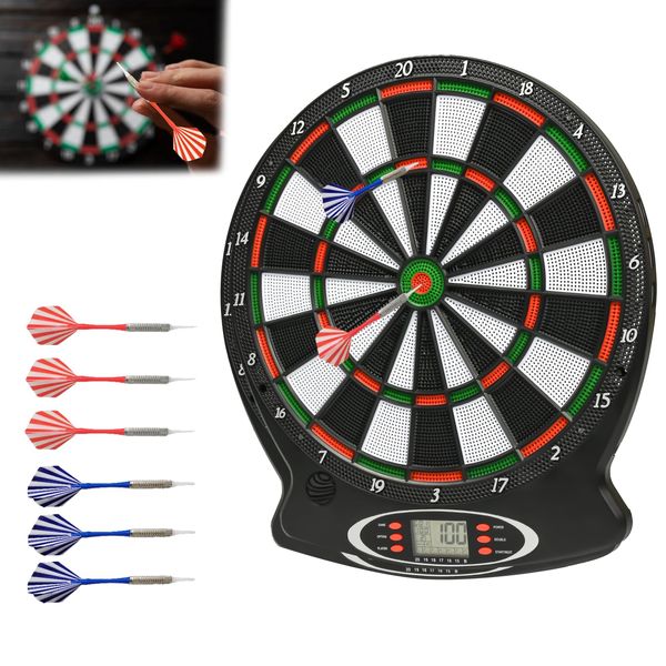 Surplex Elektronische Dartscheiben für Erwachsene Kinder mit LED Digital Score Display & Soft Tip Darts, Automatische Punktzahl Elektronische Dartscheibe Set mit 28 Spielen 159 Modi, Geeignet für