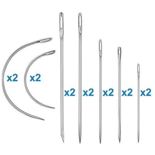Heavy Duty Hand Sewing Needles Kit, 14 PCS Leather Sewing Needles with 10 Leather Hand Sewing Needle and 4 Curved Needle for Home Upholstery, Leather Needles for Hand Sewing, Carpet Canvas Repair