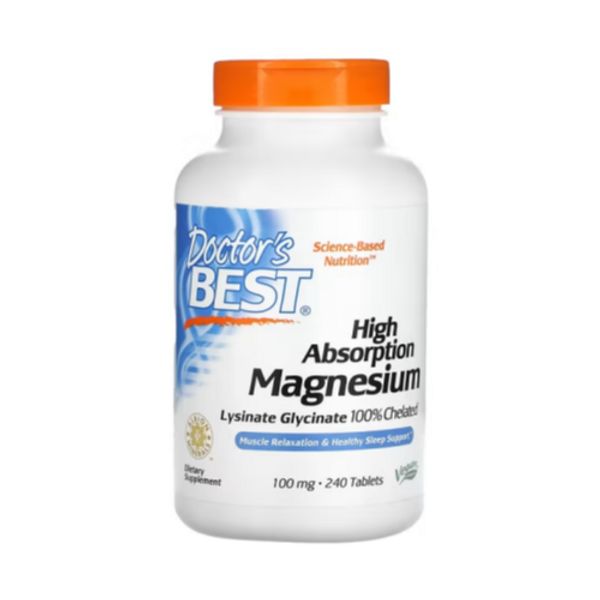 Doctor's Best Chelated Magnesium 240 Capsules Chelated Magnesium, 3 Bottles, 100mg/Capsule