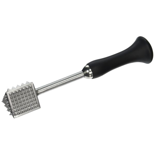 Amco 4-In-1 Stainless Steel Meat Tenderizer for Pounding Meats,Delicate Meat, and Marrinating, Dishwasher Safe, Black