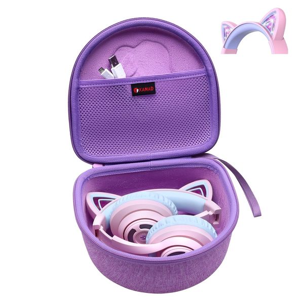 XANAD Tasche für Kinder Kopfhörer - iClever BTH21 BTH13 BTH19 HS20 HS25 Bluetooth Kopfhörer Kinder mit Katzenohr (Lila)