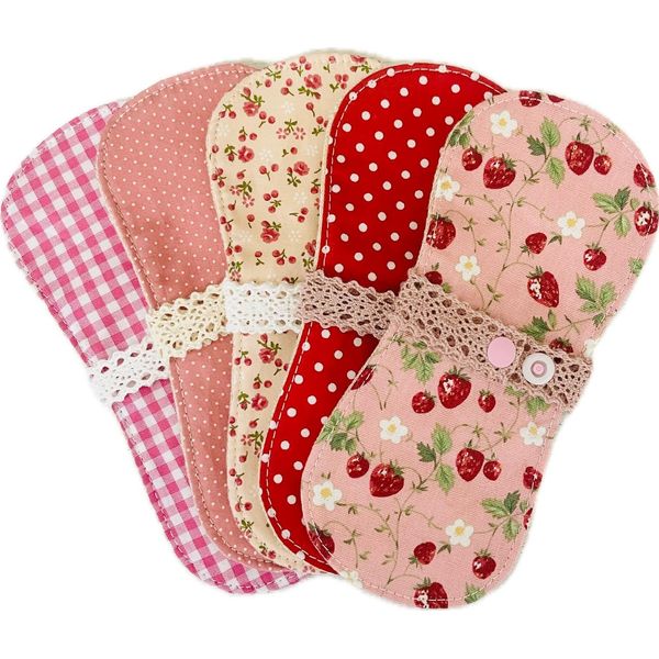 Suto Koton Cloth Napkin for Weeping Minina Liner, 5 Pieces, Made in Japan (Petit Berry)